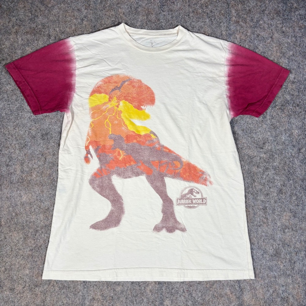 Universal Studios Jurassic‎ World T-Shirt Mens M White Maroon T-Rex Cotton